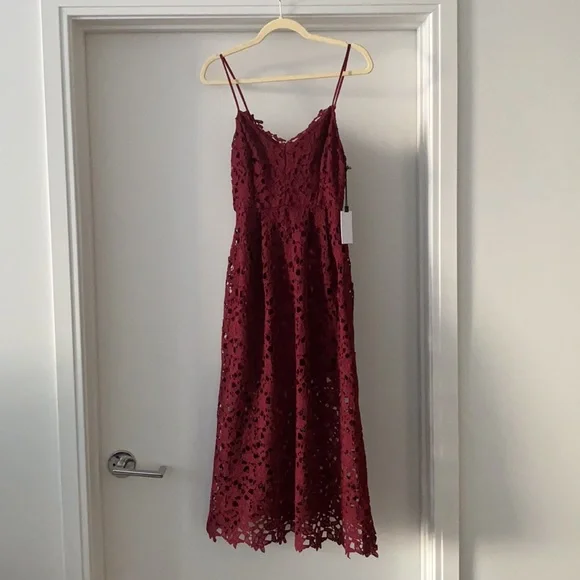 chinese dress ladies Idyllwind Women's Moss Rose Lace Trim Slip Midi Dress